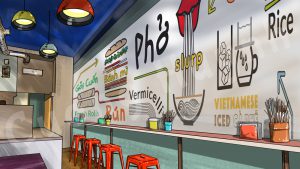 Dining room mural mockup-pho restaurant