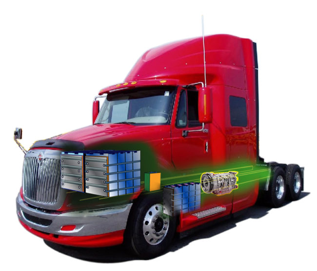 Prostar truck cut-away: battery electric motor option