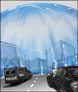 Concept illustration: Business park force field scene