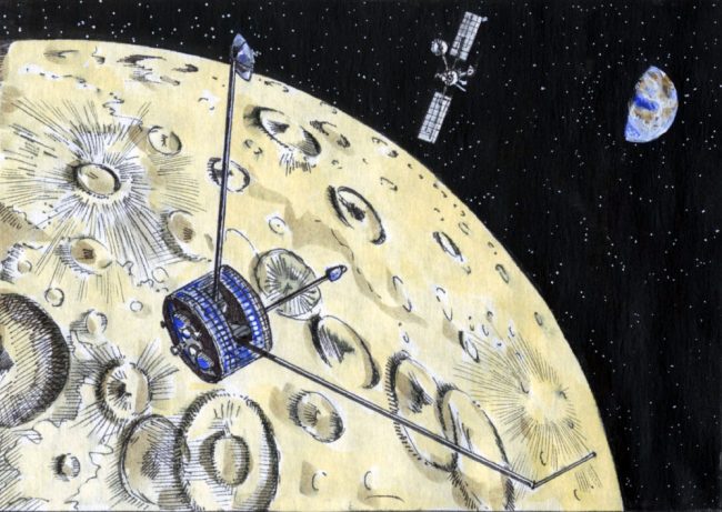 Satellite around moon sketch