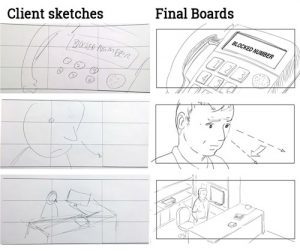 Client sketch to final boards comparison