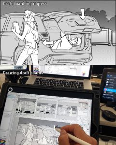 Drawing Mitsubishi Outlander commercial spot