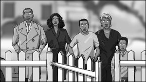 Black-ish Moving storyboard-11 Version 1: Blocking with fence