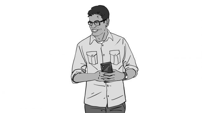 Animatic character Vivek-mobile phone