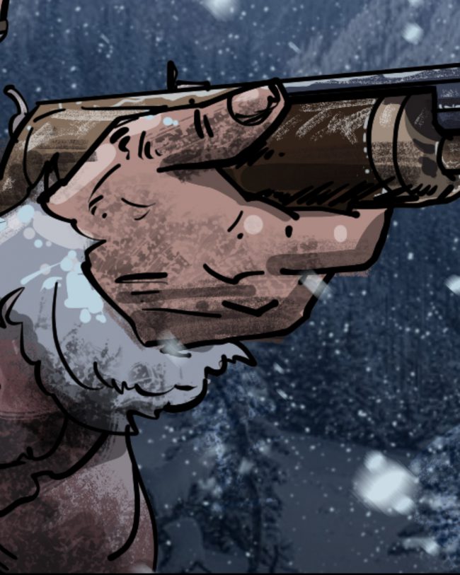 Lefty with Winchester rifle-detail2