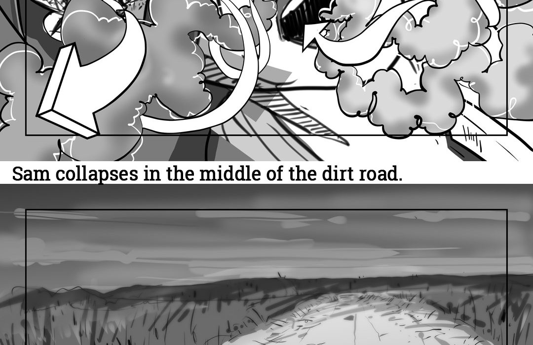 Storyboards: Sam Collapses In The Middle Of The Dirt Road Hunger-Pains-50K-J