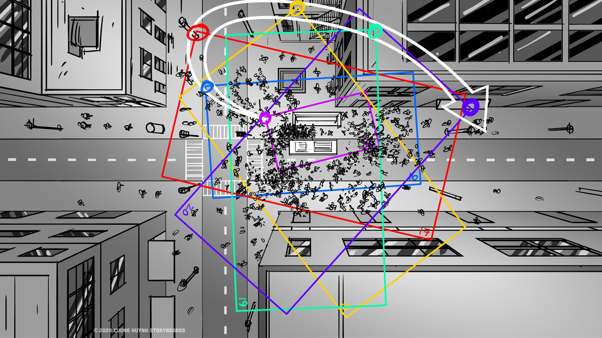 Storyboarding A Street Battle Scene - Episode 02 - Frames 15-16-17-18-19-20-all